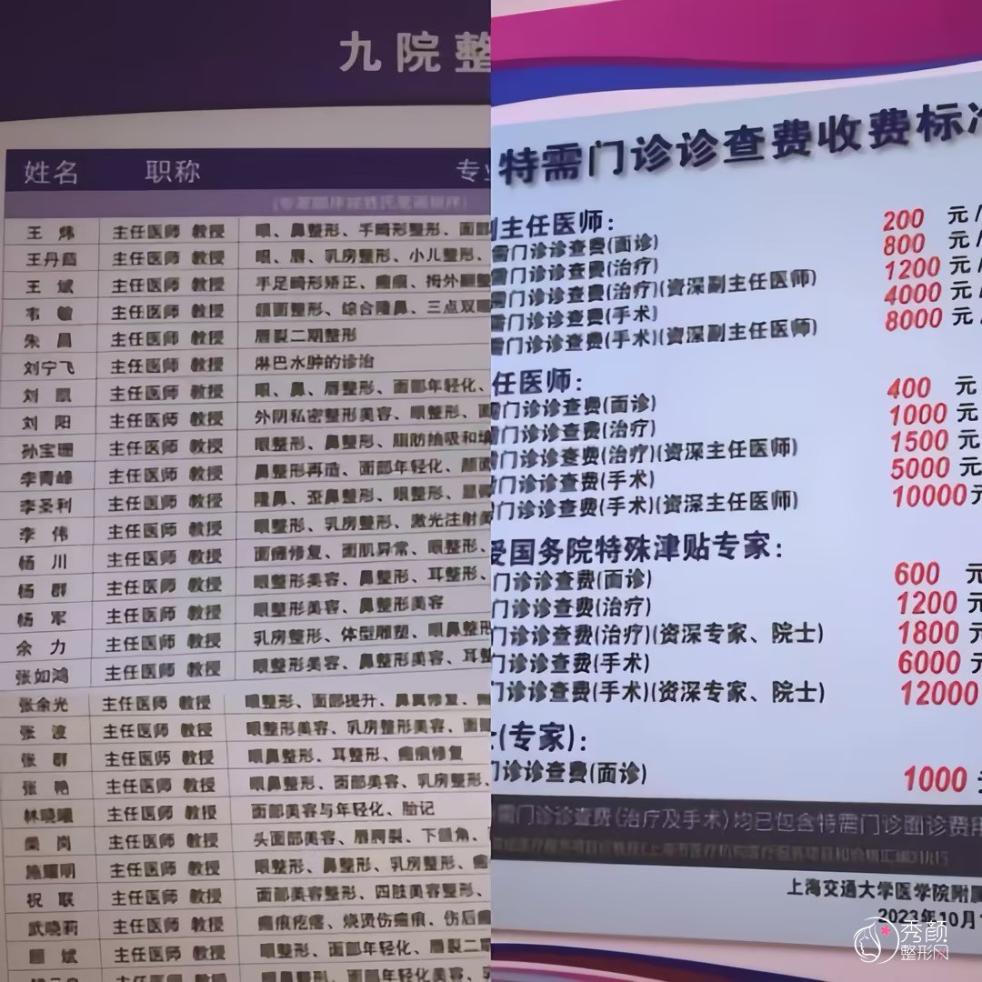 2026上海第九人民医院整形科价格表_上海九院整形价目表一览